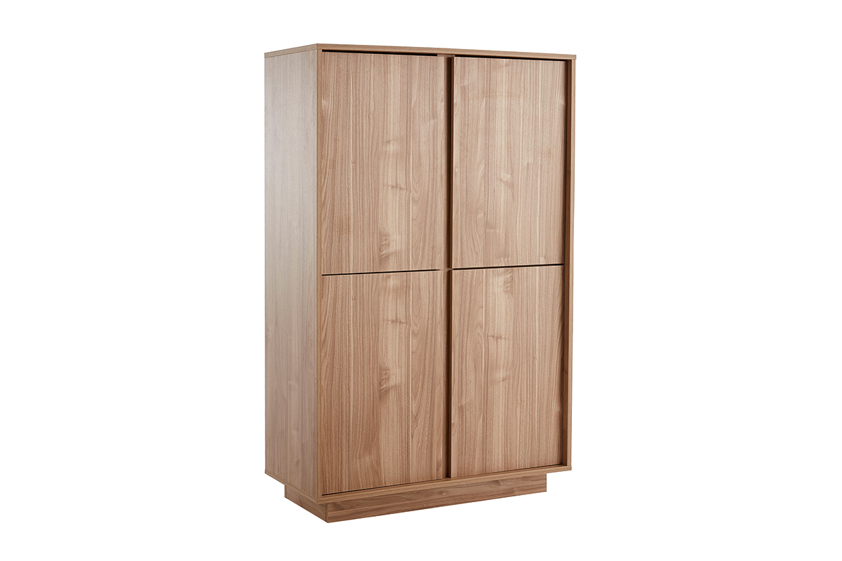 Buffet haut design finition bois chne 4 portes L92 cm COMO