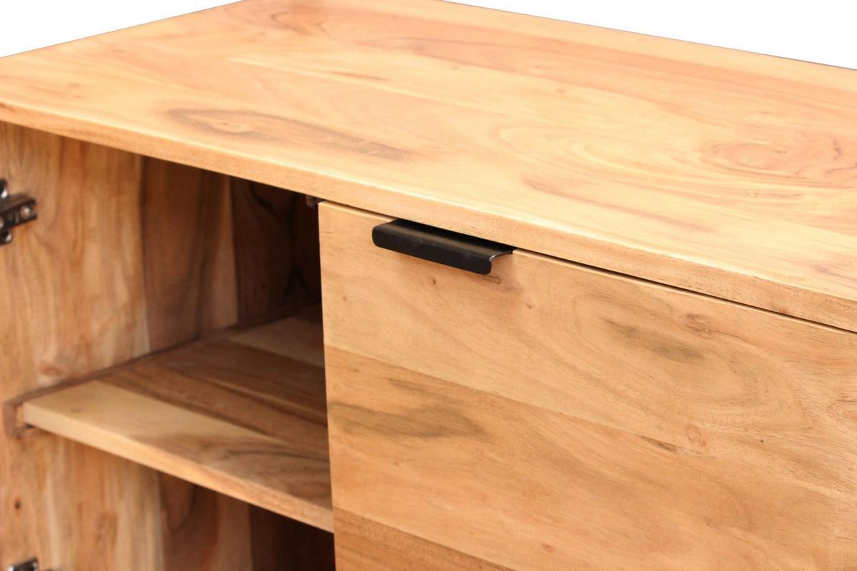 Buffet haut en bois massif et mtal noir 2 portes L85 cm ARTHUS
