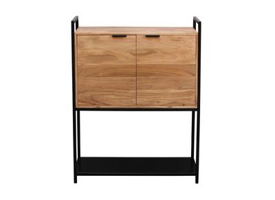Buffet haut en bois massif et métal noir 2 portes L85 cm ARTHUS