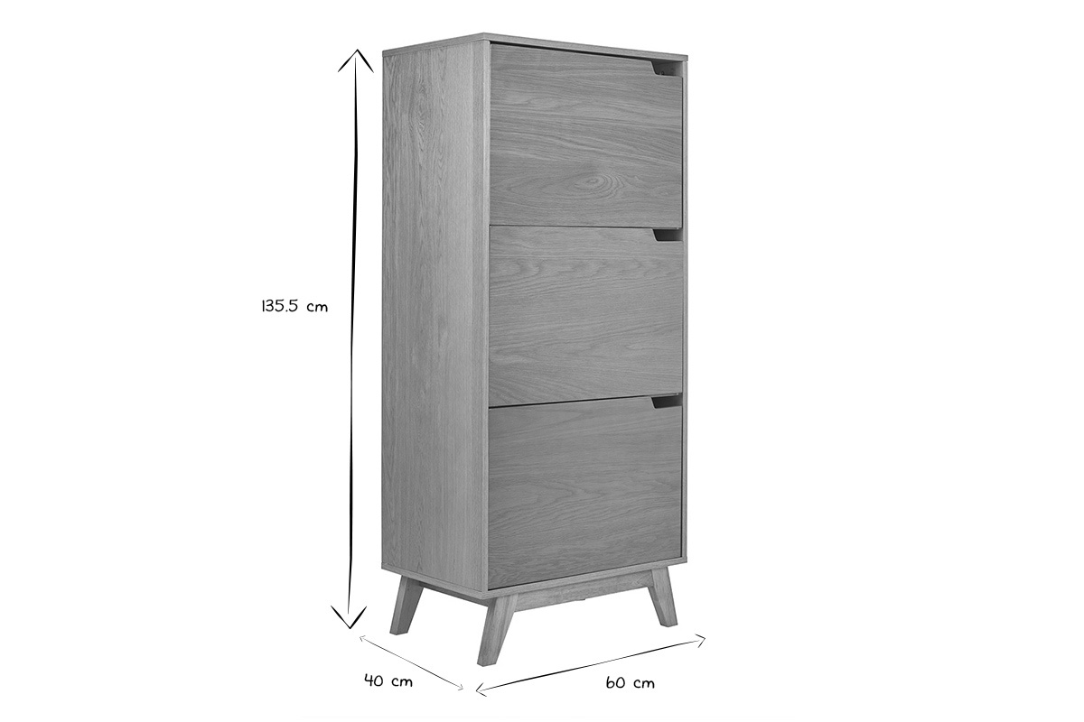 Buffet haut scandinave bois clair hva L60 cm LEENA