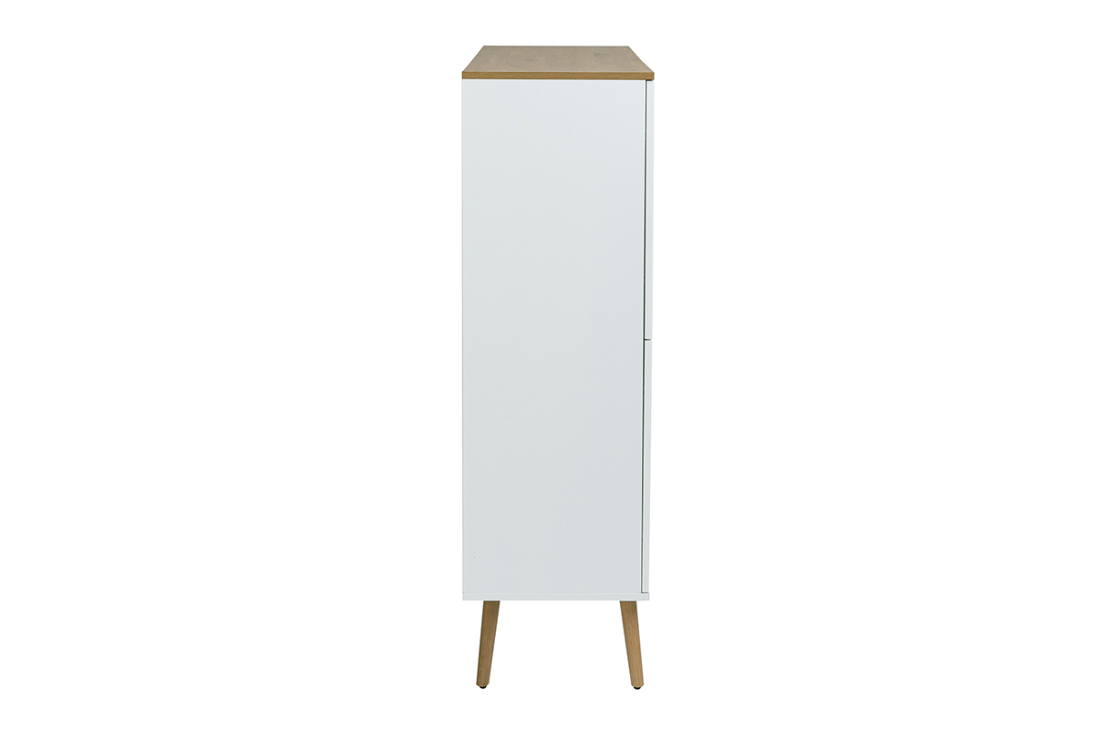 Buffet haut scandinave finition bois clair ch�ne et blanc L110 cm ANDERS