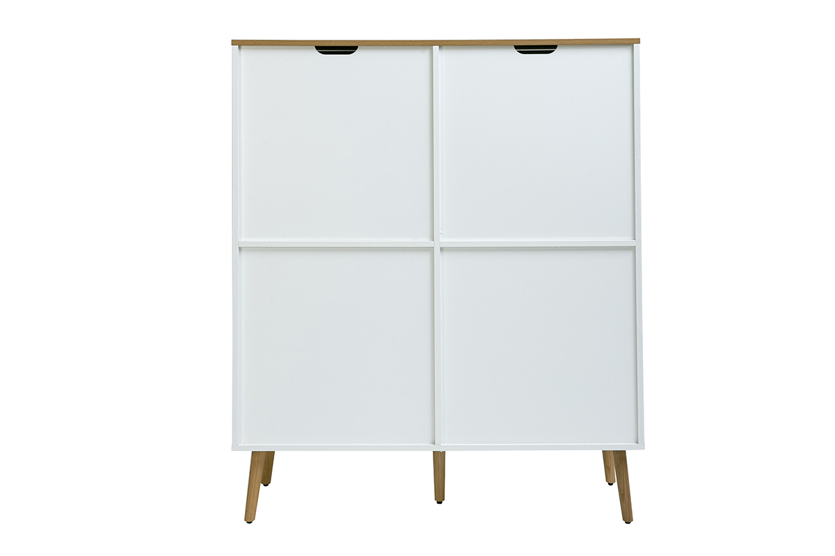 Buffet haut scandinave finition bois clair ch�ne et blanc L110 cm ANDERS