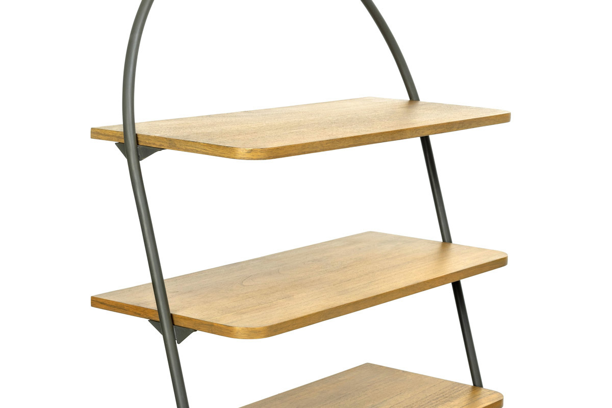 Buffet industriel avec �tag�res bois et m�tal gris MODI