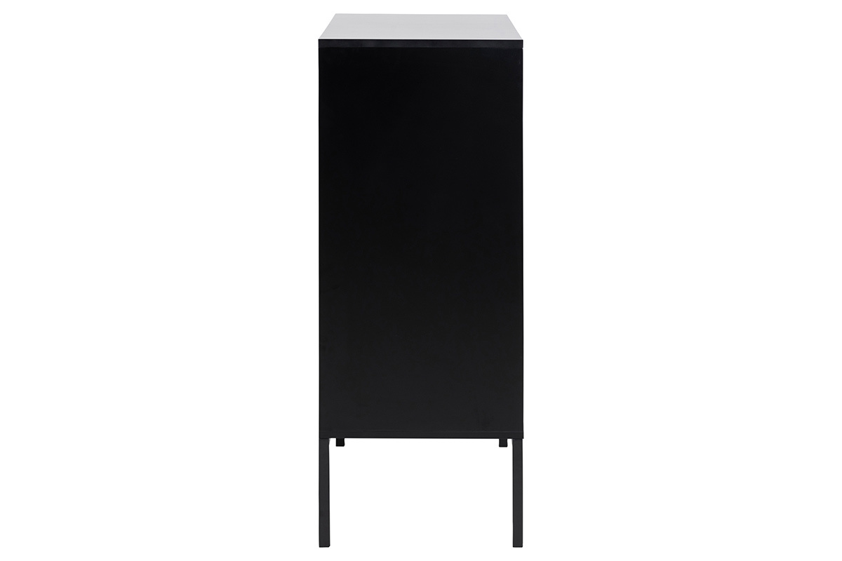 Buffet industriel haut bois et mtal noir 3 portes 2 tiroirs L80 cm TRESCA