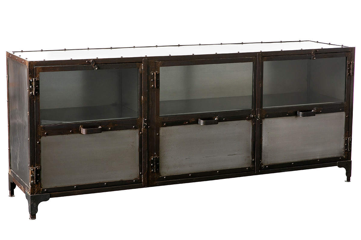 Buffet m�tal industriel 3 portes L180 cm FACTORY