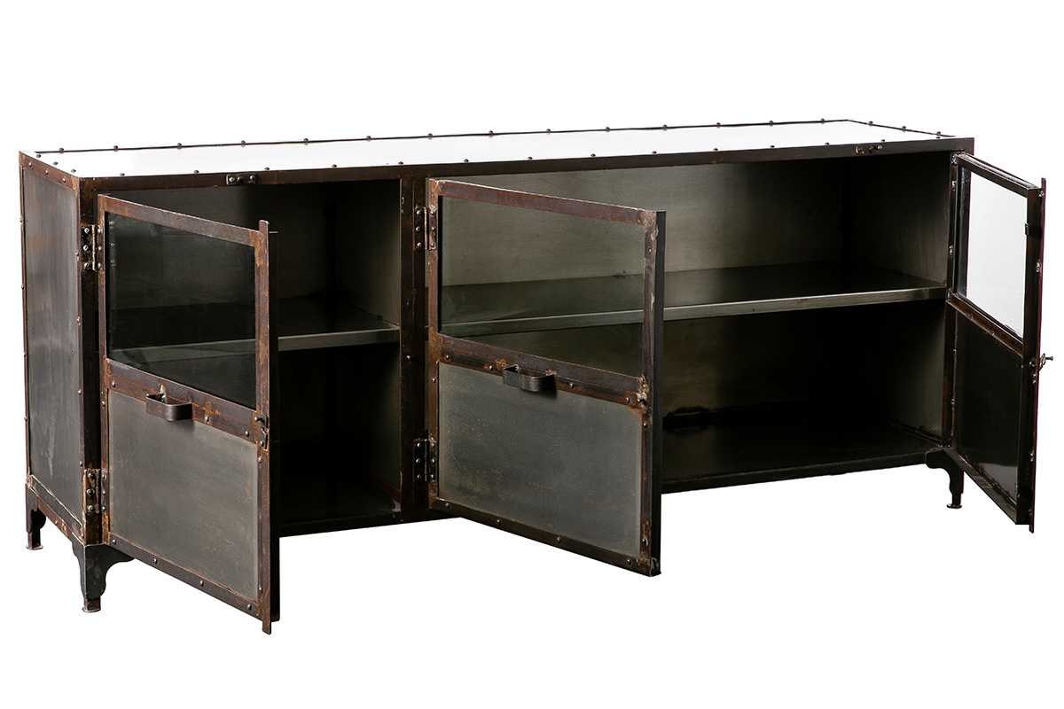 Buffet m�tal industriel 3 portes L180 cm FACTORY