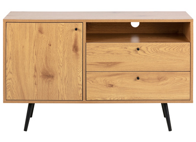 Buffet moderne ch&ecirc;ne et noir L124 cm MIKKA