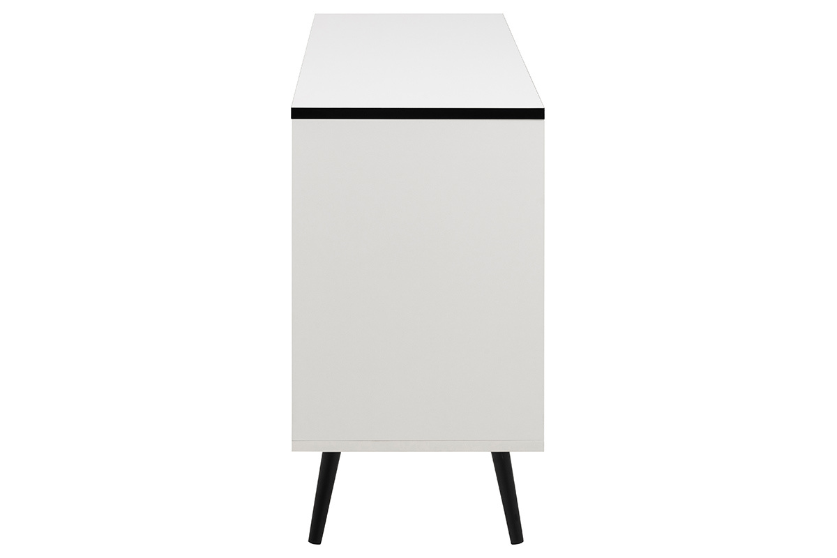 Buffet moderne noir et blanc mat L124 cm MIKKA