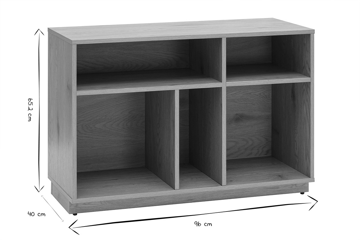 Buffet ouvert avec rangements finition bois clair ch�ne L96 cm SEVILLE