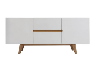 Buffet scandinave blanc brillant et fr&ecirc;ne 160cm MELKA