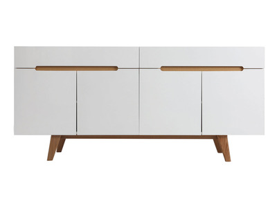 Buffet scandinave blanc brillant et fr&ecirc;ne 180cm MELKA