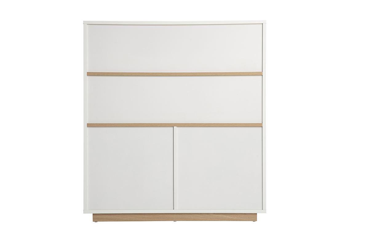 Buffet scandinave blanc et finition bois clair 2 portes L100 cm LEANA