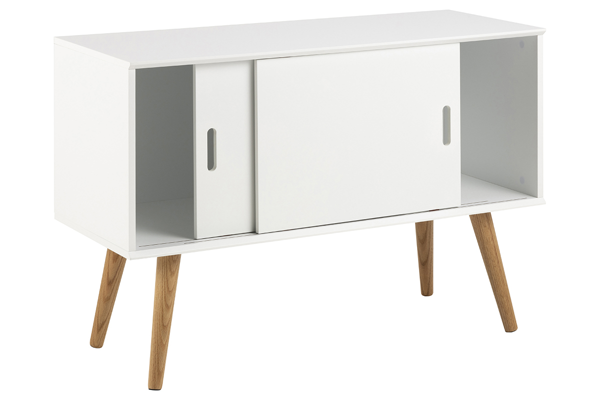 Buffet scandinave blanc mat avec portes coulissantes SNOOP