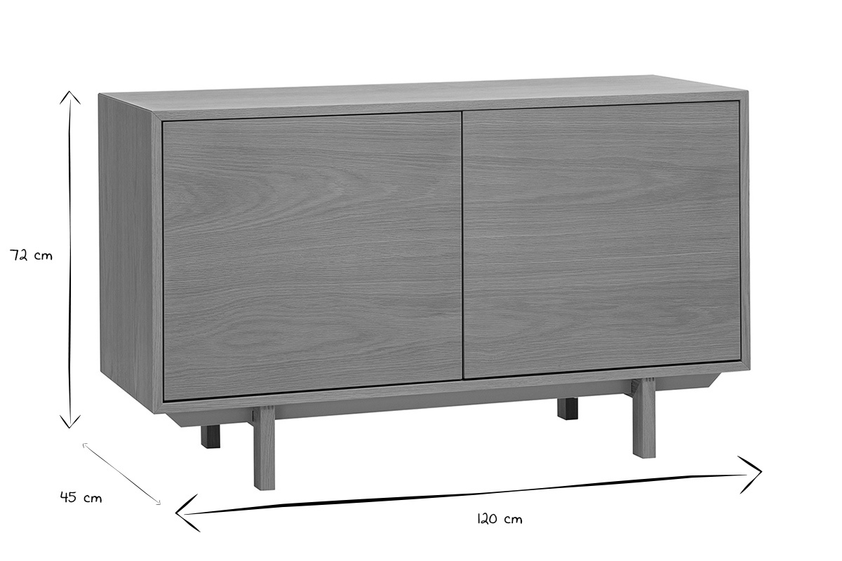 Buffet scandinave en bois clair 2 portes L120 cm SID