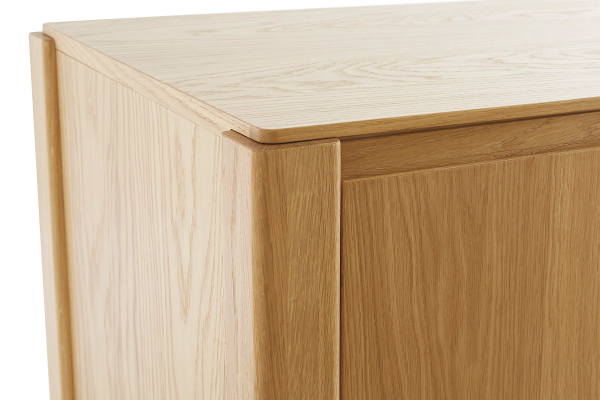 Buffet scandinave en bois clair chne 3 portes L166 cm AGALI