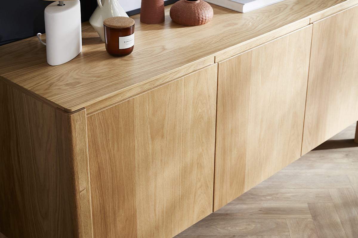 Buffet scandinave en bois clair chne 3 portes L166 cm AGALI