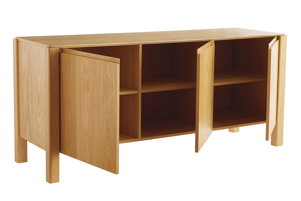 Buffet scandinave en bois clair chne 3 portes L166 cm AGALI