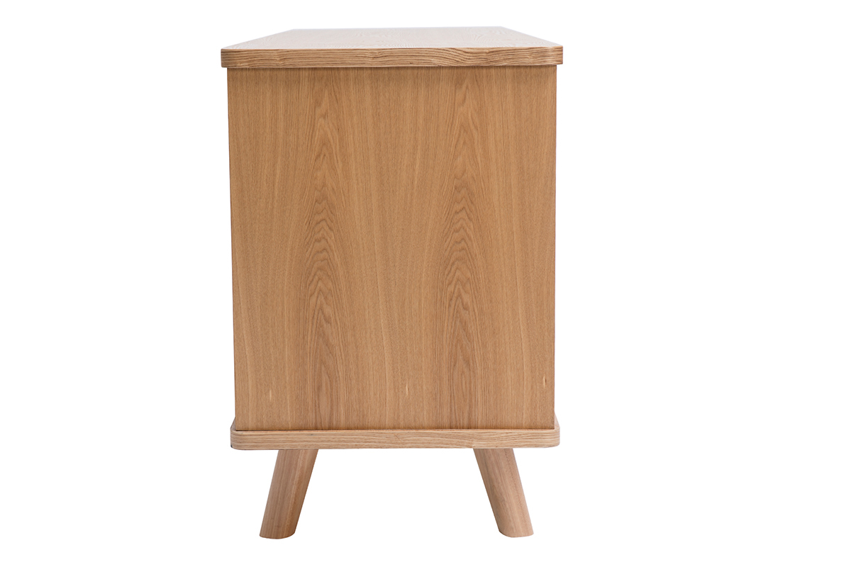 Buffet scandinave en bois clair fr�ne 2 portes 3 tiroirs L160 cm FIFTIES