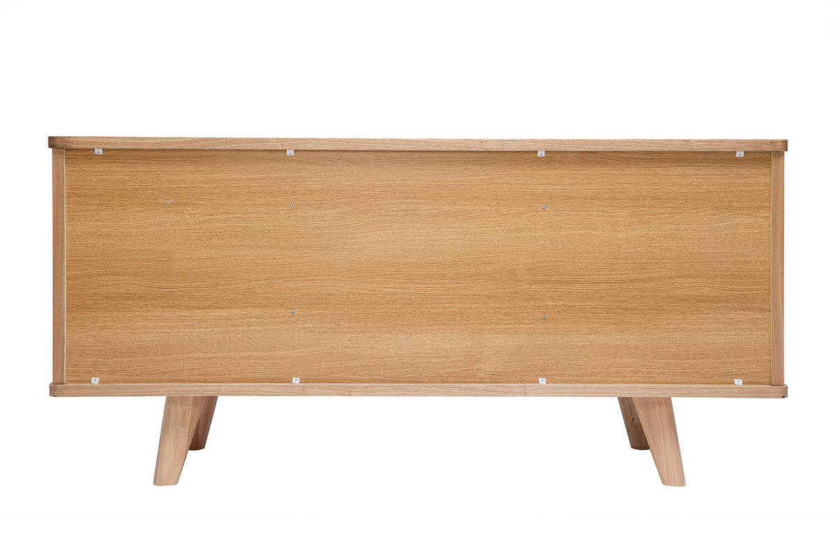 Buffet scandinave en bois clair fr�ne 2 portes 3 tiroirs L160 cm FIFTIES