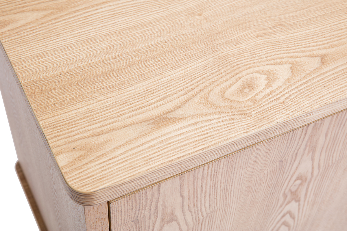 Buffet scandinave en bois clair fr�ne 2 portes 3 tiroirs L160 cm FIFTIES