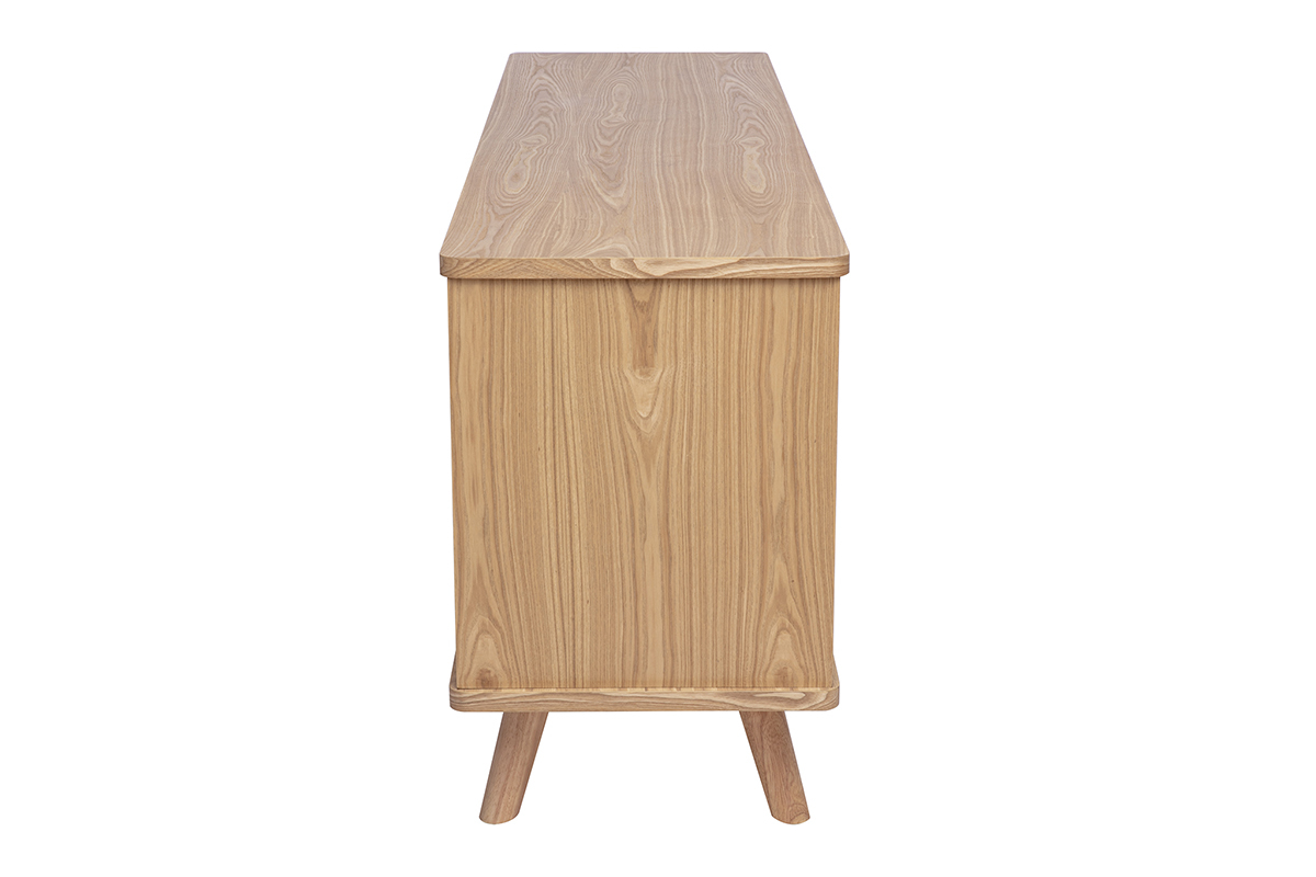 Buffet scandinave en bois clair fr�ne 2 portes 3 tiroirs L180 cm FIFTIES