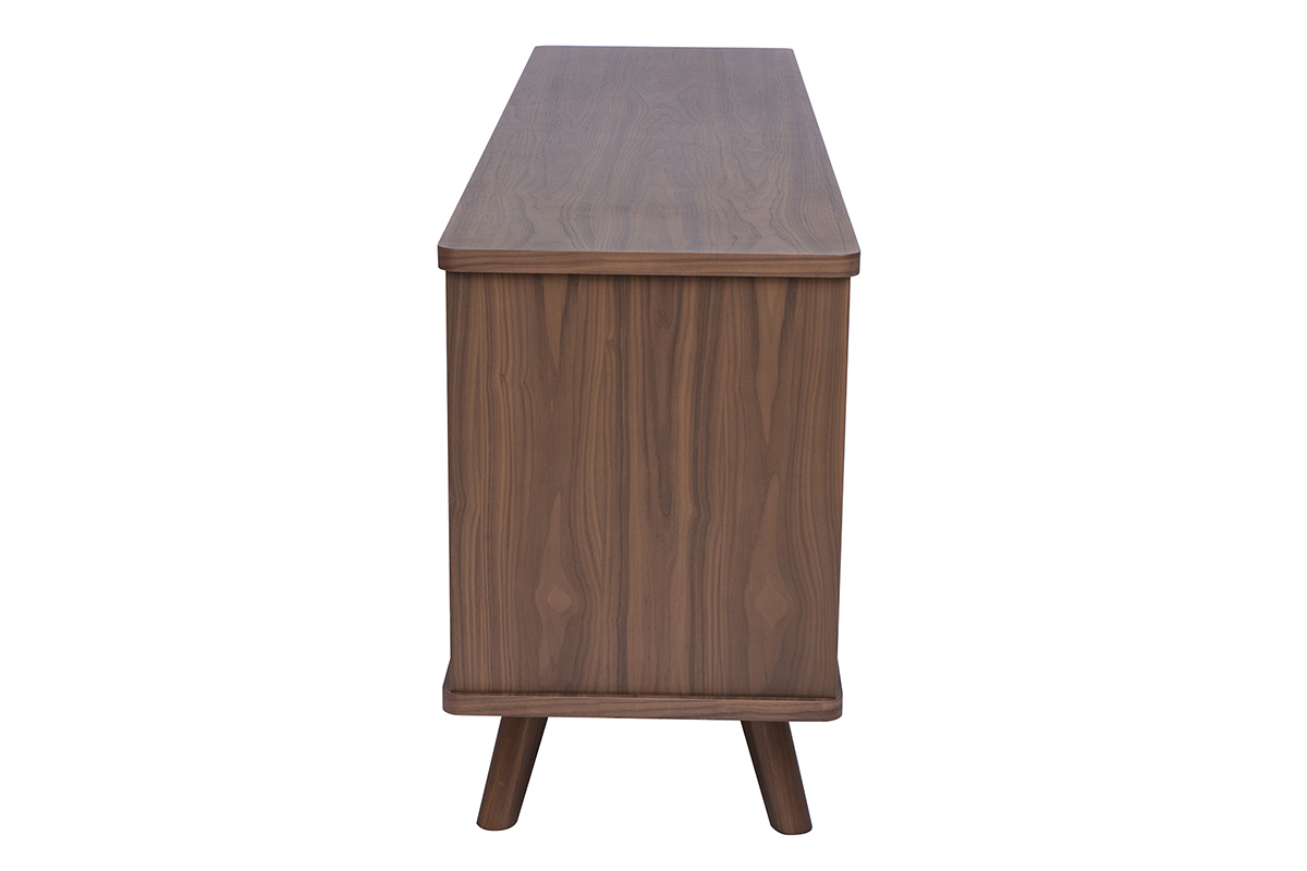 Buffet scandinave en bois fonc� noyer 2 portes 3 tiroirs L180 cm FIFTIES