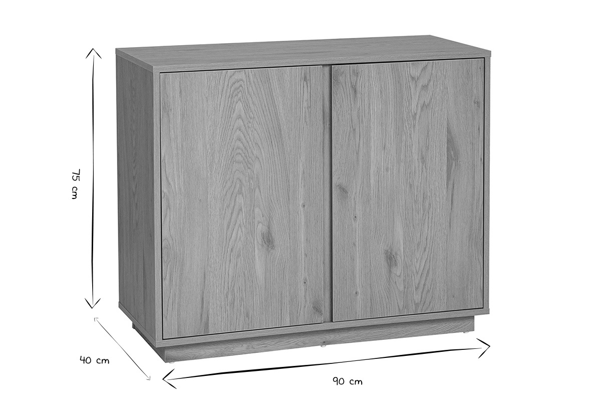 Buffet scandinave finition bois clair ch�ne 2 portes L90 cm MILLOR