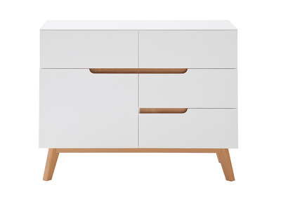 Buffet scandinave haut blanc mat et ch&ecirc;ne SKIVE