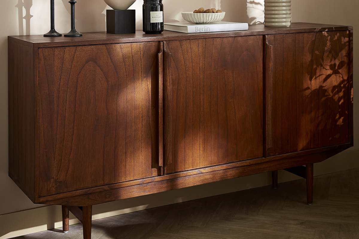 Buffet vintage en bois fonc 3 portes L160 cm SEVEN