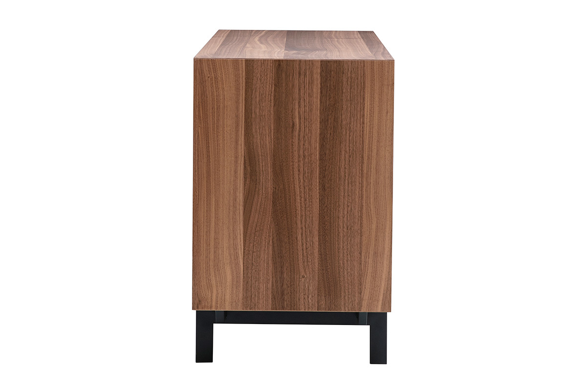 Buffet vintage en bois fonc� noyer 2 portes L120 cm MANNY
