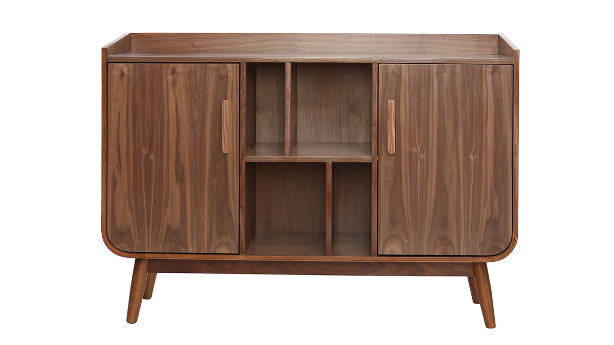 Buffet vintage en bois fonc noyer 2 portes L122 cm HALLEN