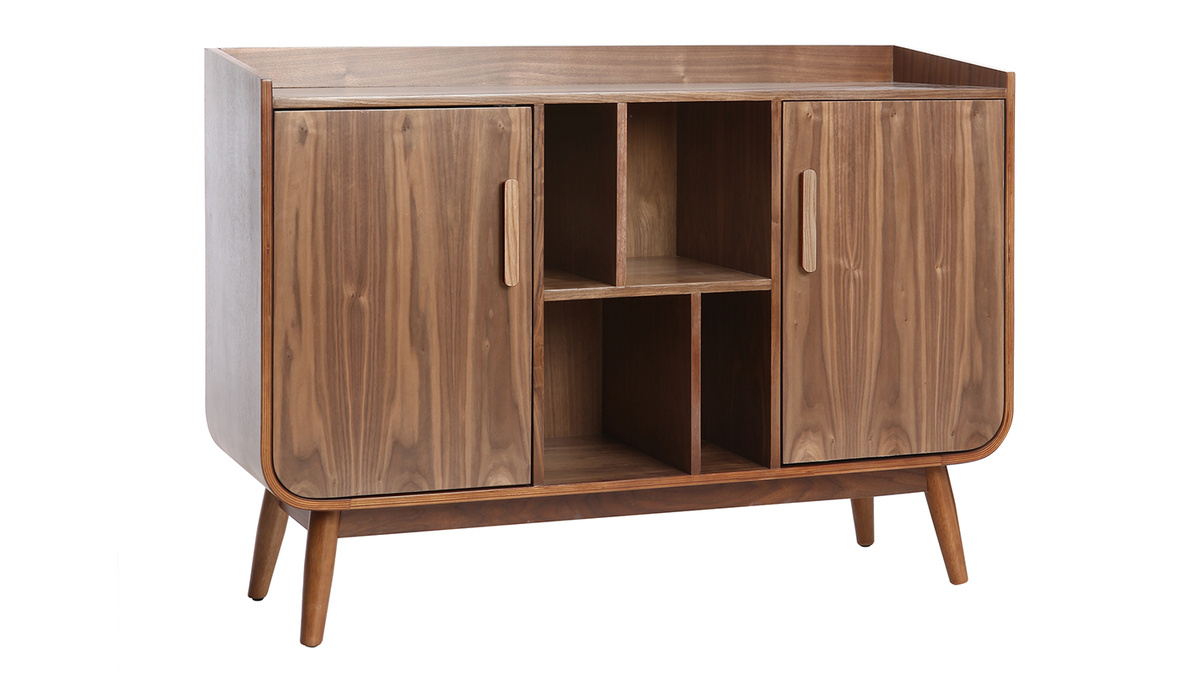 Buffet vintage en bois fonc noyer 2 portes L122 cm HALLEN