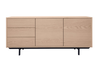 Buffet vintage finition bois chêne 2 portes 3 tiroirs L160 cm MANNY