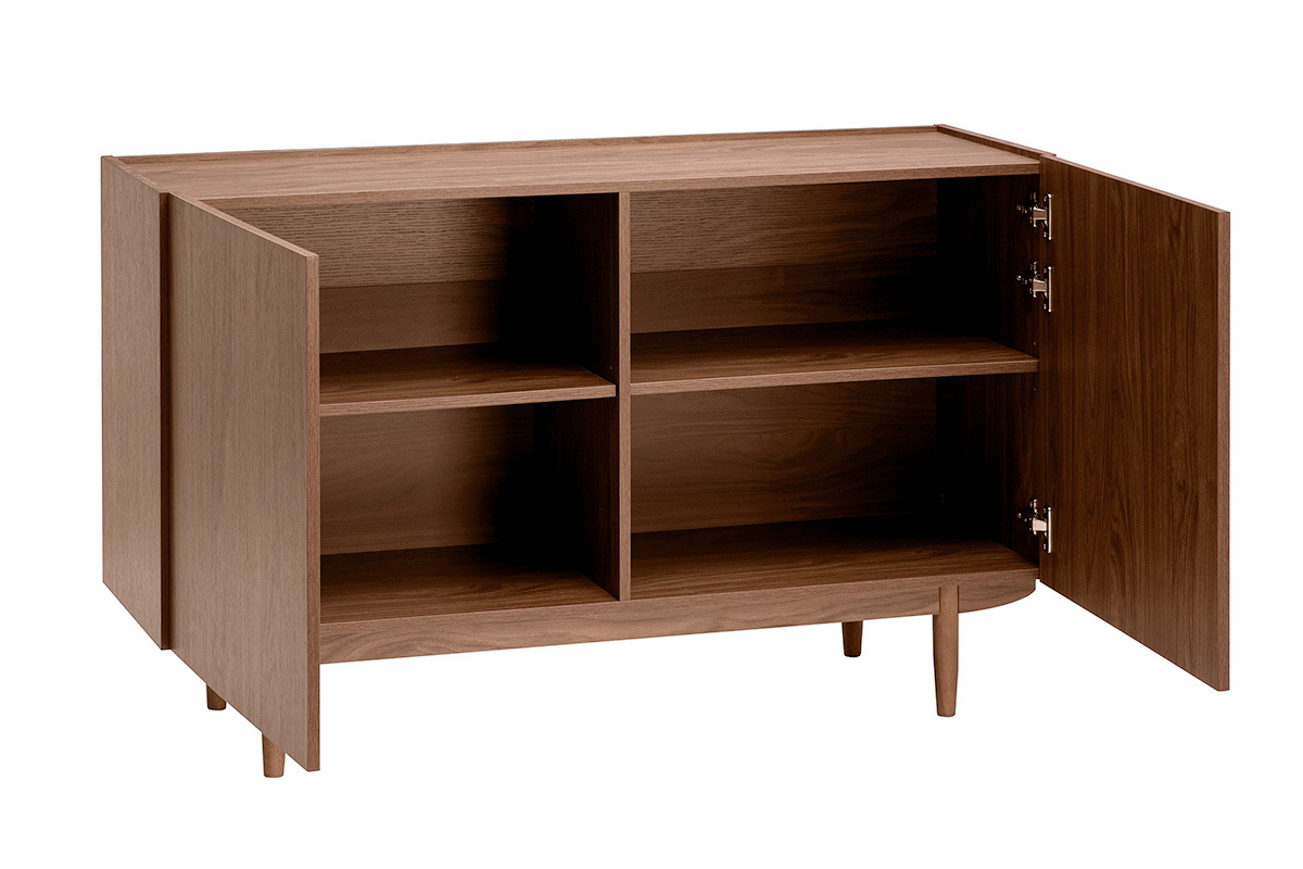 Buffet vintage finition bois fonc� noyer 2 portes L120 cm SANAA