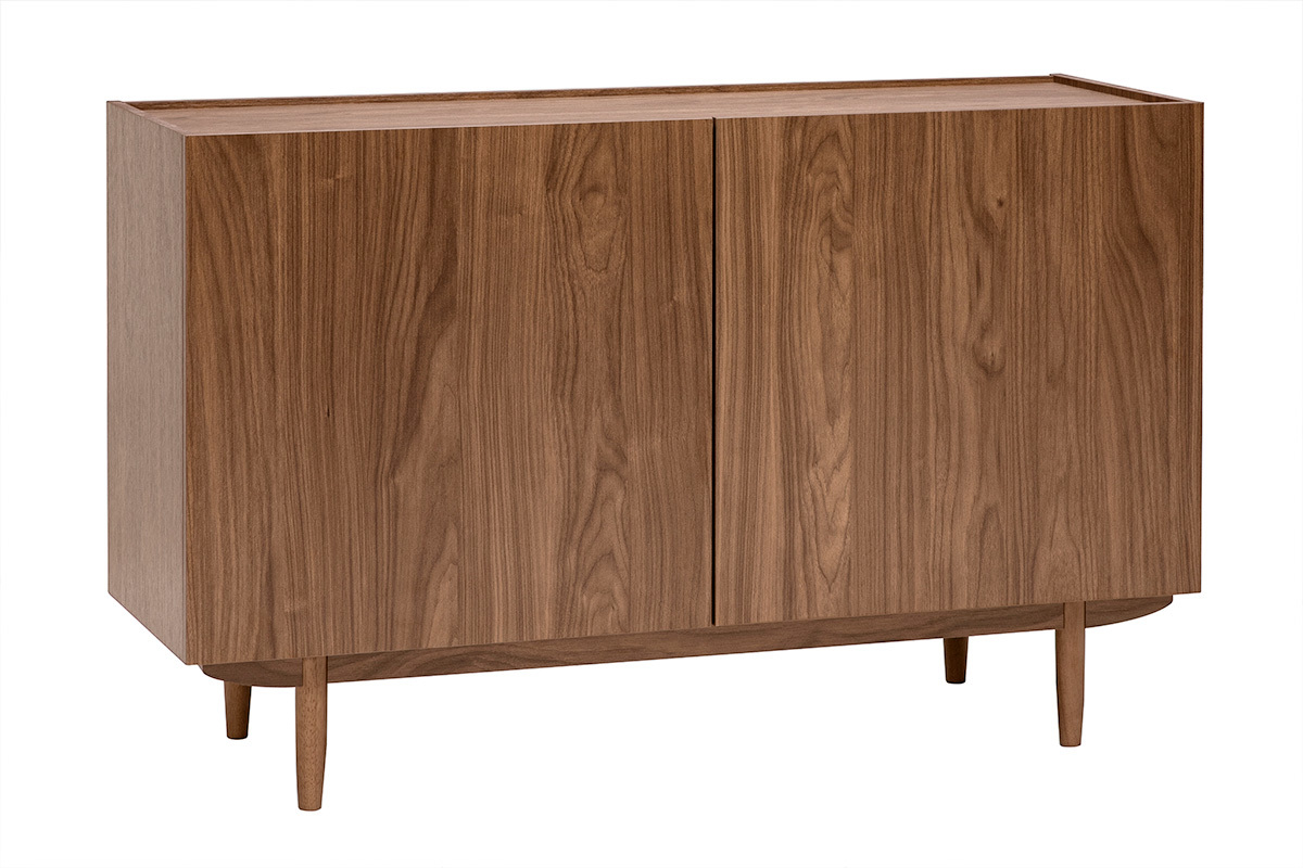 Buffet vintage finition bois fonc� noyer 2 portes L120 cm SANAA