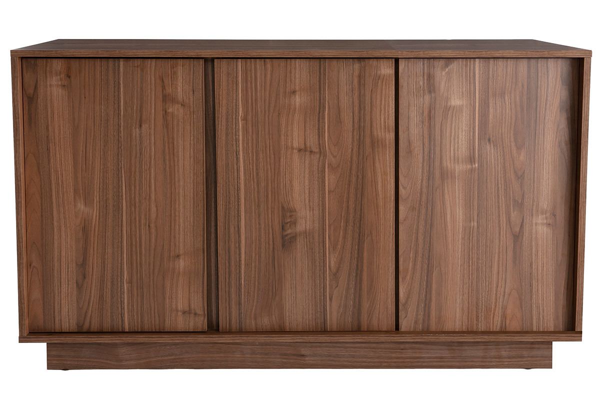 Buffet vintage finition bois fonc noyer 3 portes L138 cm COMO