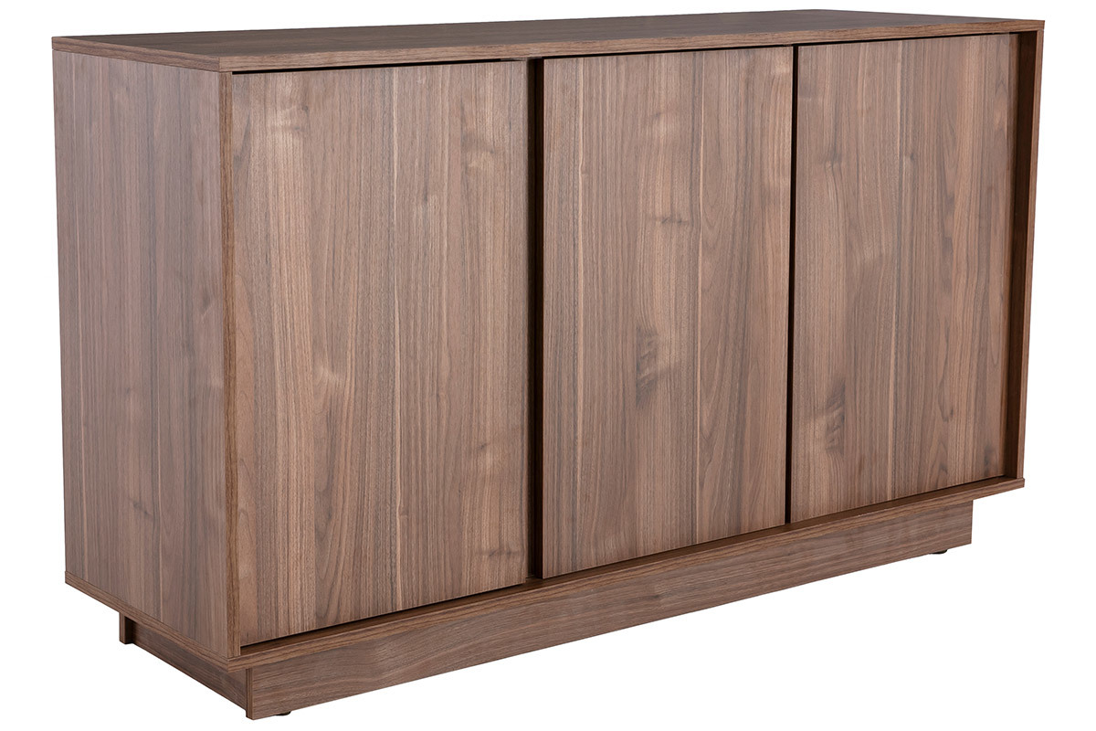 Buffet vintage finition bois fonc noyer 3 portes L138 cm COMO