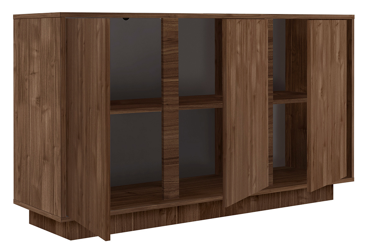 Buffet vintage finition bois fonc noyer 3 portes L138 cm COMO