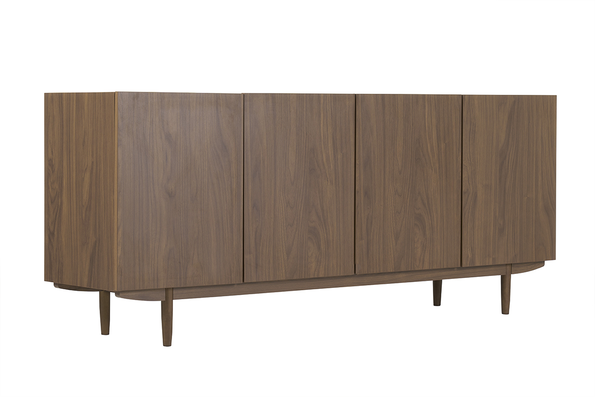 Buffet vintage finition bois fonc� noyer 4 portes L180 cm SANAA