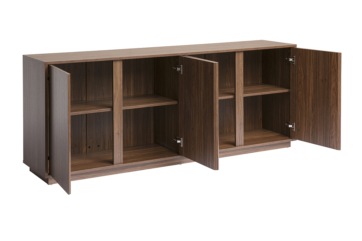 Buffet vintage finition bois noyer 3 portes L180 cm MILLOR
