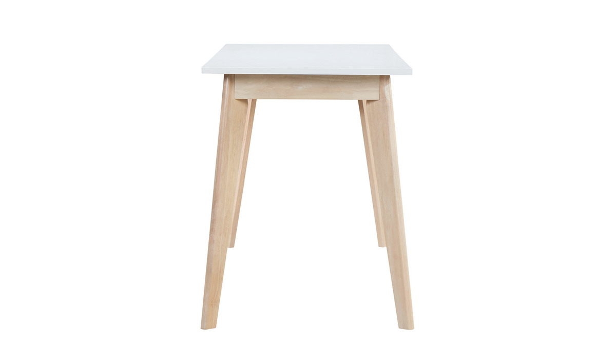 Bureau avec rangements 2 tiroirs scandinave blanc et bois clair L160 LEENA