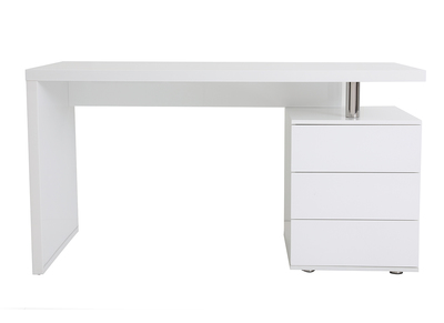 Bureau avec rangements 3 tiroirs design blanc laqué brillant L140 cm CALIX