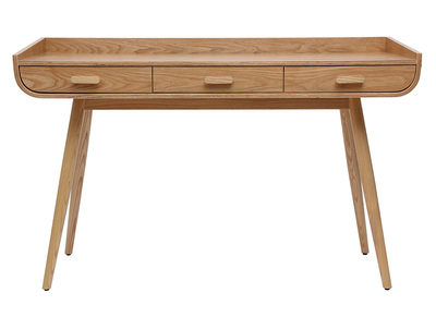 Bureau avec rangements 3 tiroirs scandinave bois clair L132 cm HALLEN