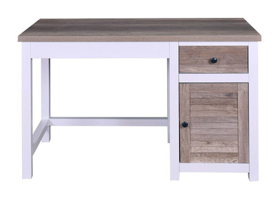 Bureau avec rangements bois et blanc PAUL
