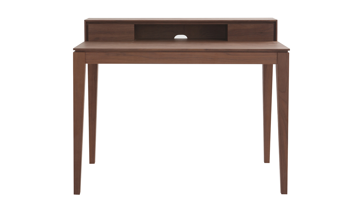 Bureau avec rangements bois fonc noyer L110 cm SEKRET