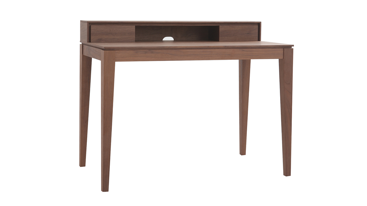 Bureau avec rangements bois fonc noyer L110 cm SEKRET