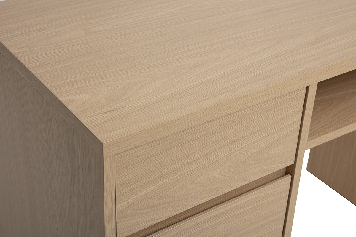Bureau avec rangements finition bois clair ch�ne L140 cm JEREMIAH