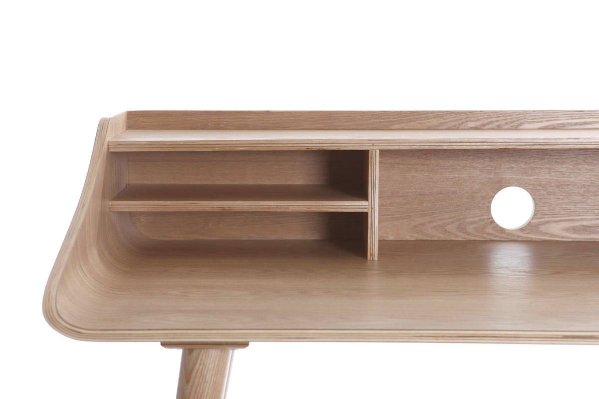 Bureau avec rangements vintage bois clair L120 cm NORDECO