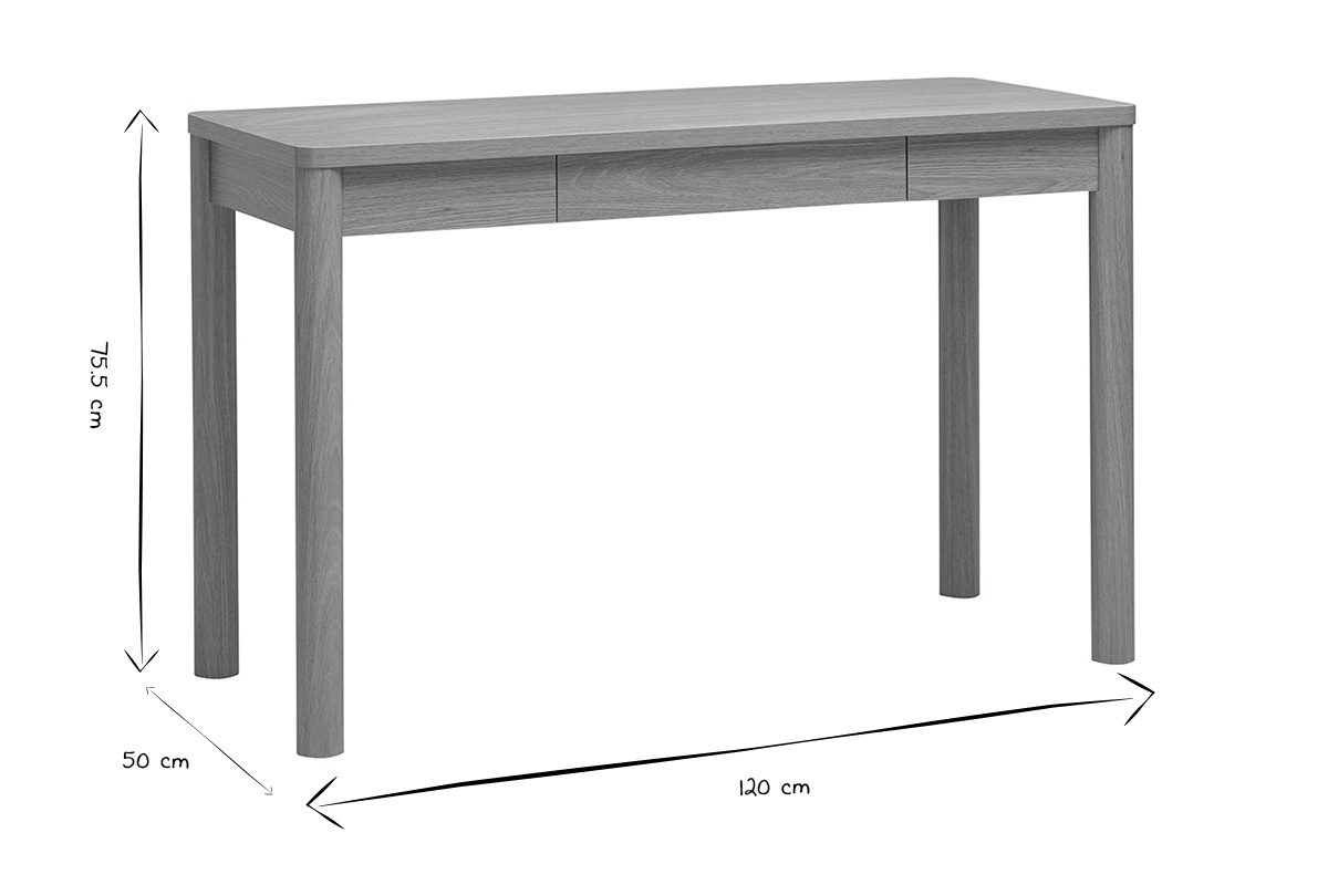 Bureau avec tiroir finition bois clair ch�ne L120 cm IZZIE