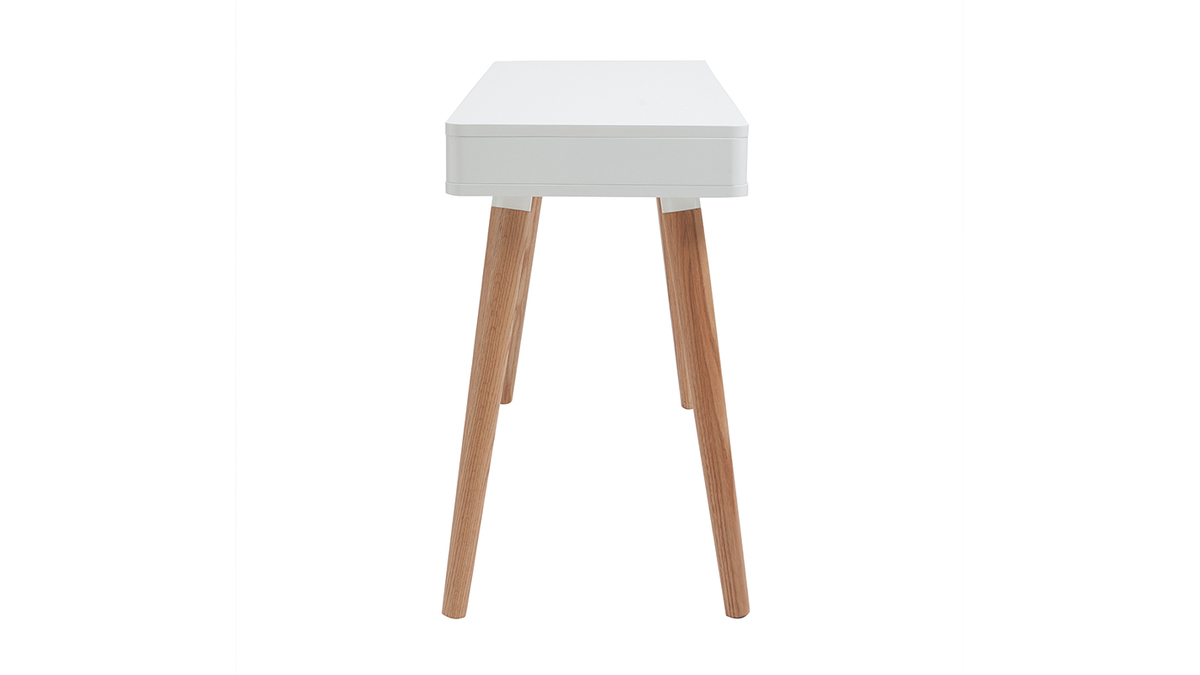 Bureau avec tiroir scandinave blanc et bois clair chne L115 cm TOTEM